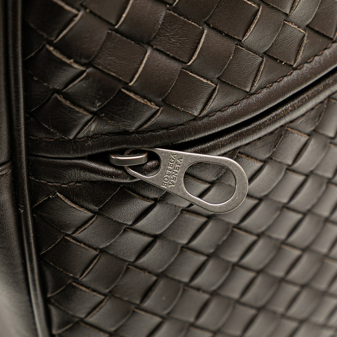 Nappa Intrecciato Business Bag Brown - Gaby Paris