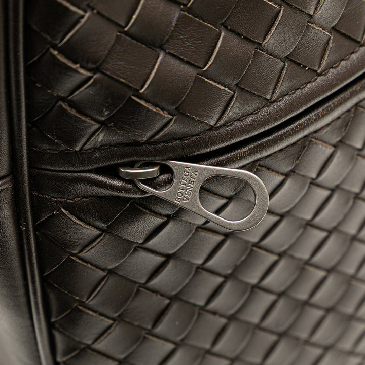Nappa Intrecciato Business Bag Brown - Gaby Paris