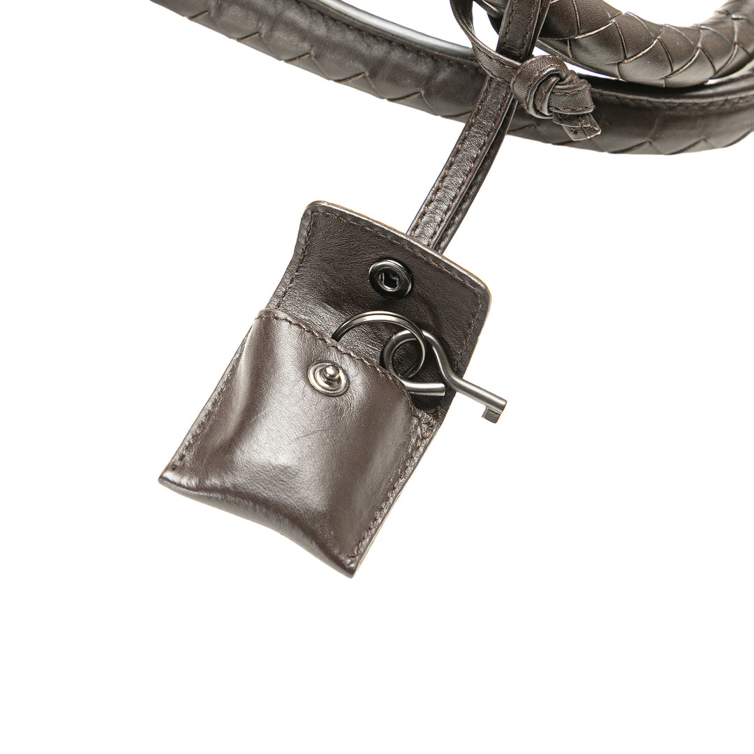 Nappa Intrecciato Business Bag Brown - Gaby Paris