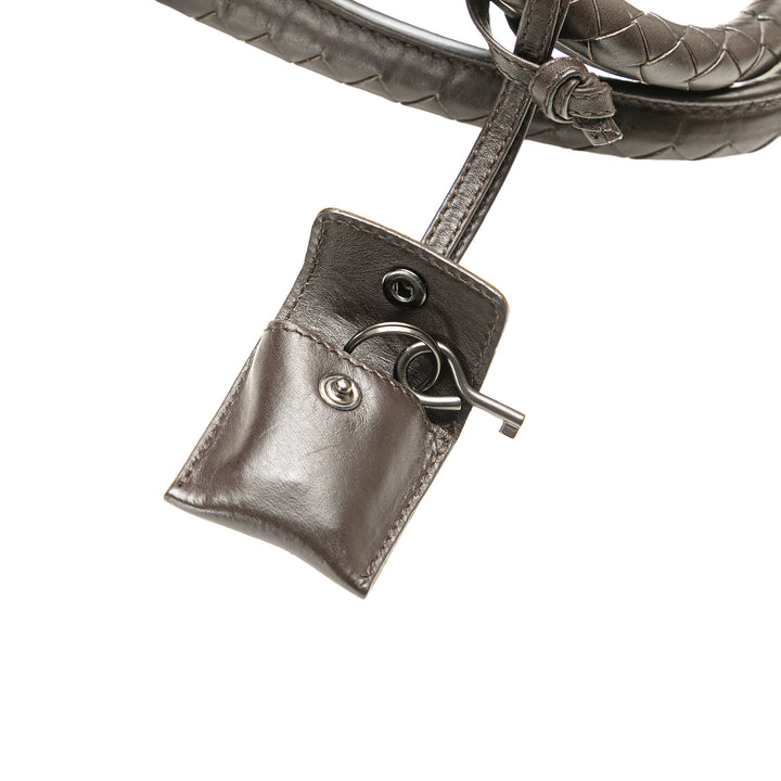 Nappa Intrecciato Business Bag Brown - Gaby Paris