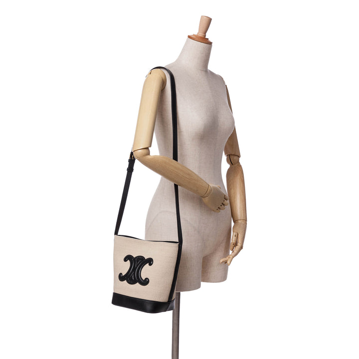 Small Canvas Triomphe Bucket Bag Brown - Gaby Paris
