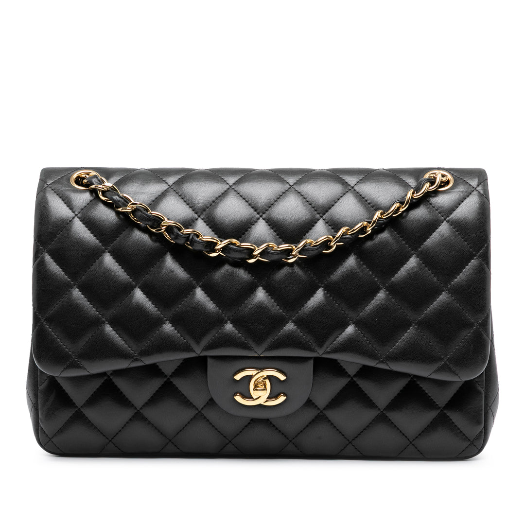 Chanel Jumbo Classic Cuir d’agneau Double rabat Noir – GABY PARIS Authentique