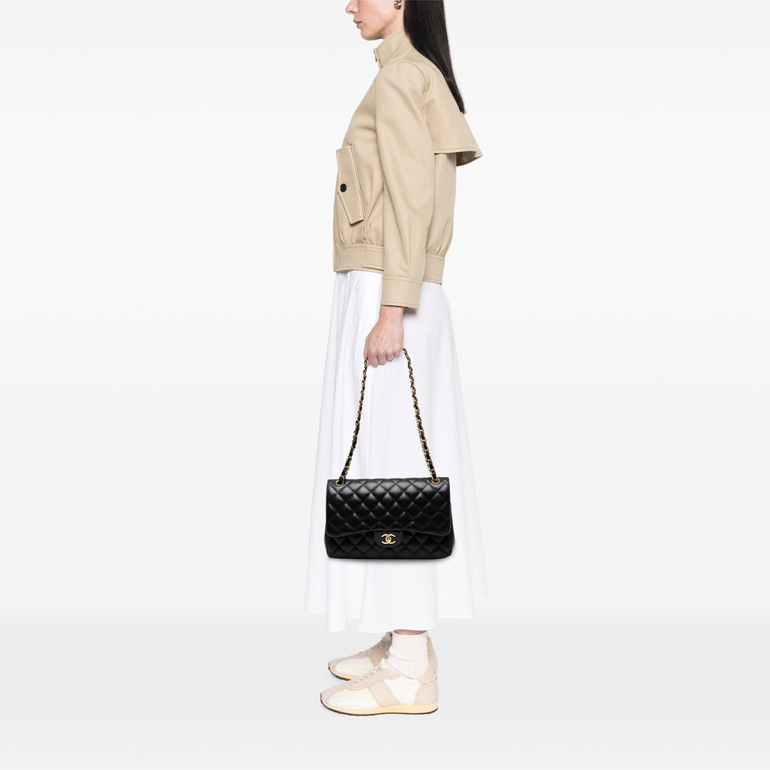 Chanel Jumbo Classic Cuir d’agneau Double rabat Noir – GABY PARIS Authentique