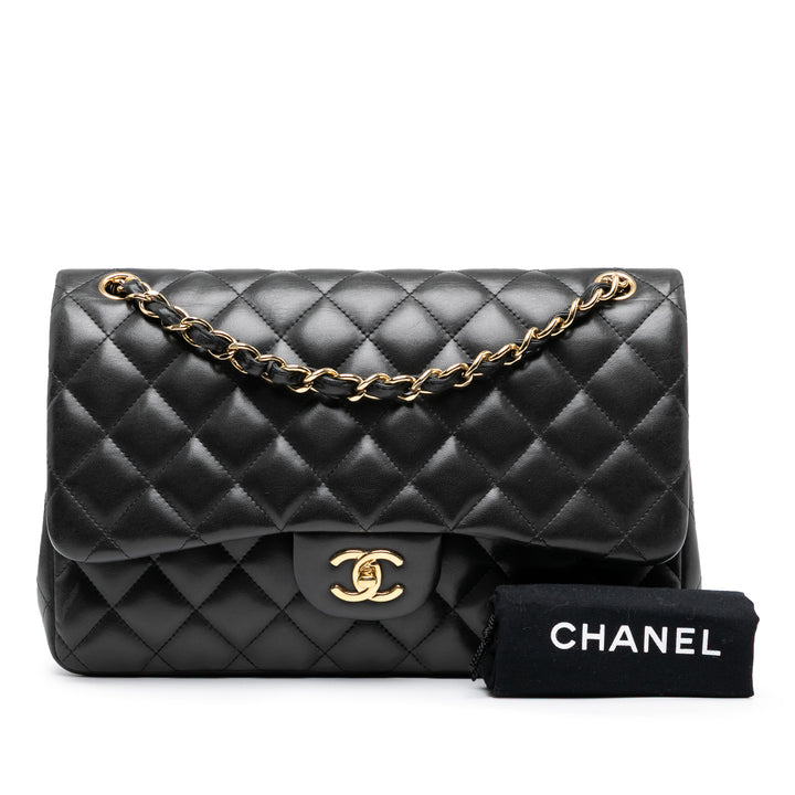 Chanel Jumbo Classic Cuir d’agneau Double rabat Noir – GABY PARIS Authentique