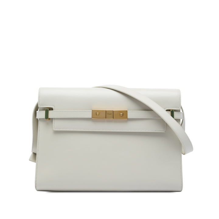 Saint Laurent Manhattan Sac Moyen Cuir de veau lisse Blanc – vue principale – GABY PARIS