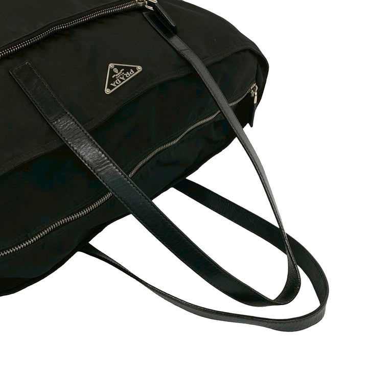 Prada Cabas Zippé Tessuto Noir – vue 5 – GABY PARIS
