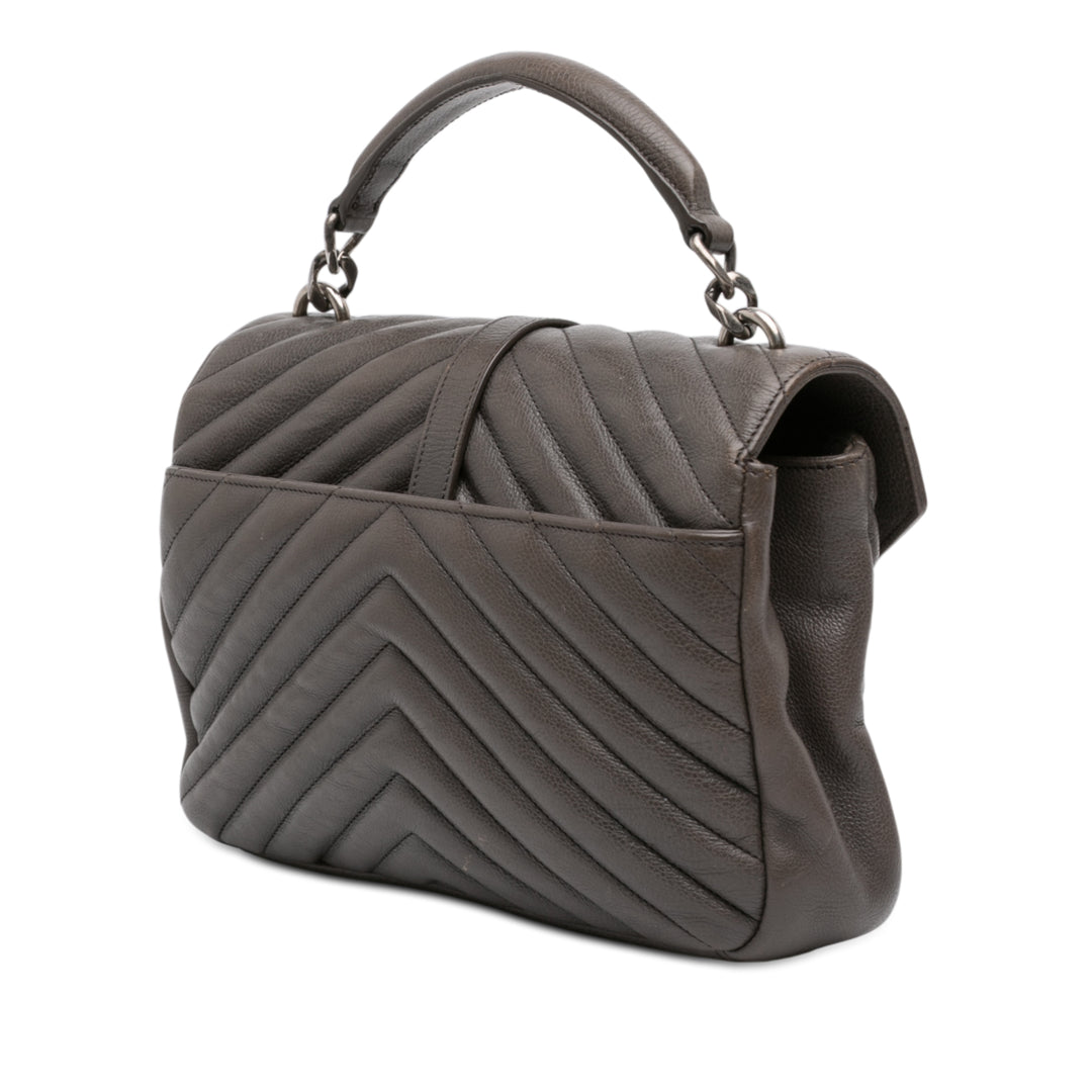 Saint Laurent Medium Chevron Sheepskin Monogram College Sac