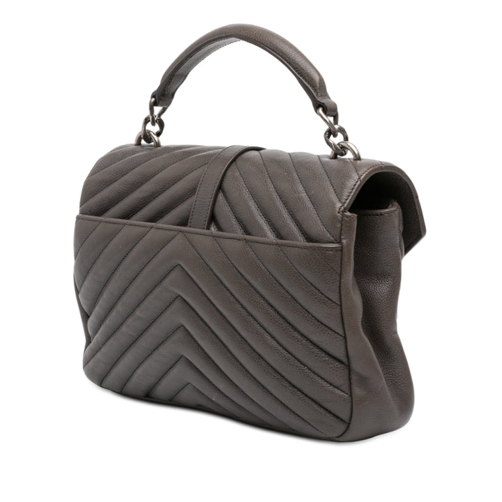 Saint Laurent Medium Chevron Sheepskin Monogram College Sac