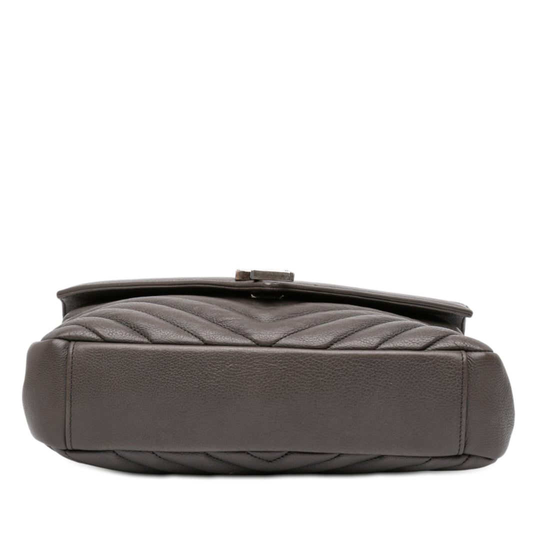 Saint Laurent Medium Chevron Sheepskin Monogram College Sac