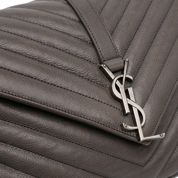 Saint Laurent Medium Chevron Sheepskin Monogram College Sac