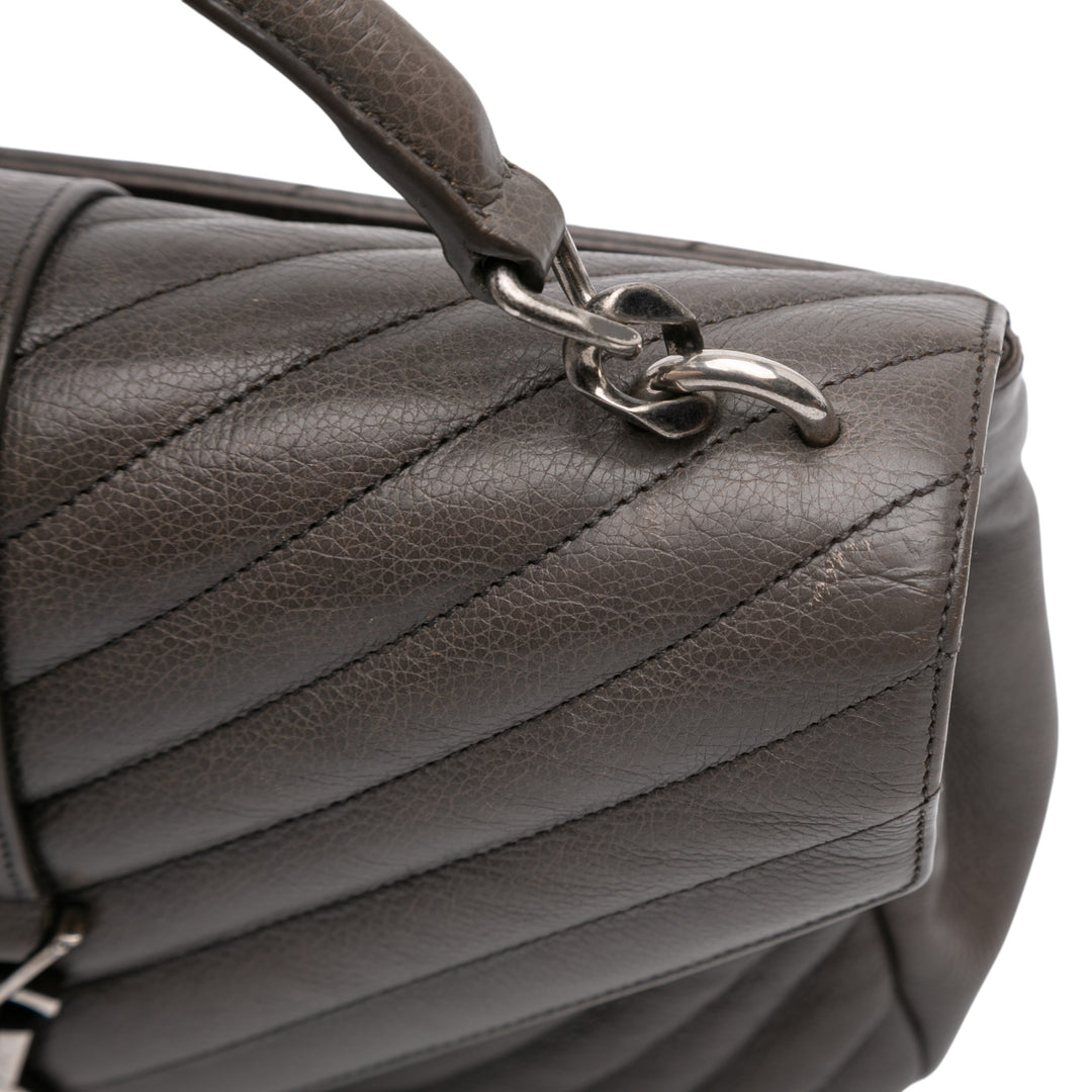 Saint Laurent Medium Chevron Sheepskin Monogram College Sac