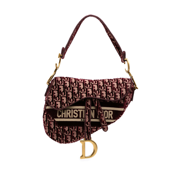 Dior Oblique Velours brodé Saddle Sac