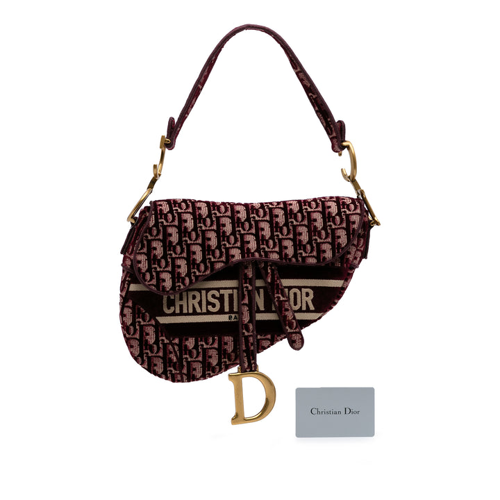 Dior Oblique Velours brodé Saddle Sac