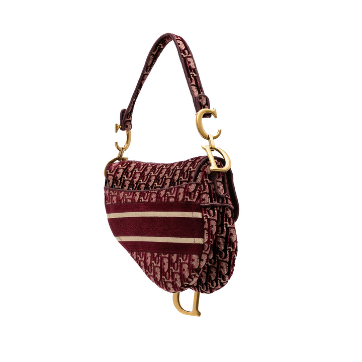 Dior Oblique Velours brodé Saddle Sac