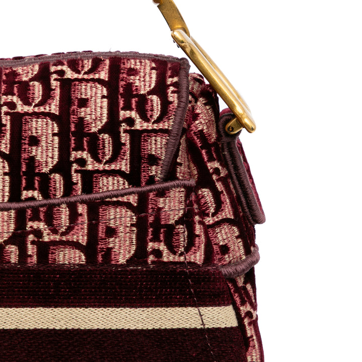 Dior Oblique Velours brodé Saddle Sac