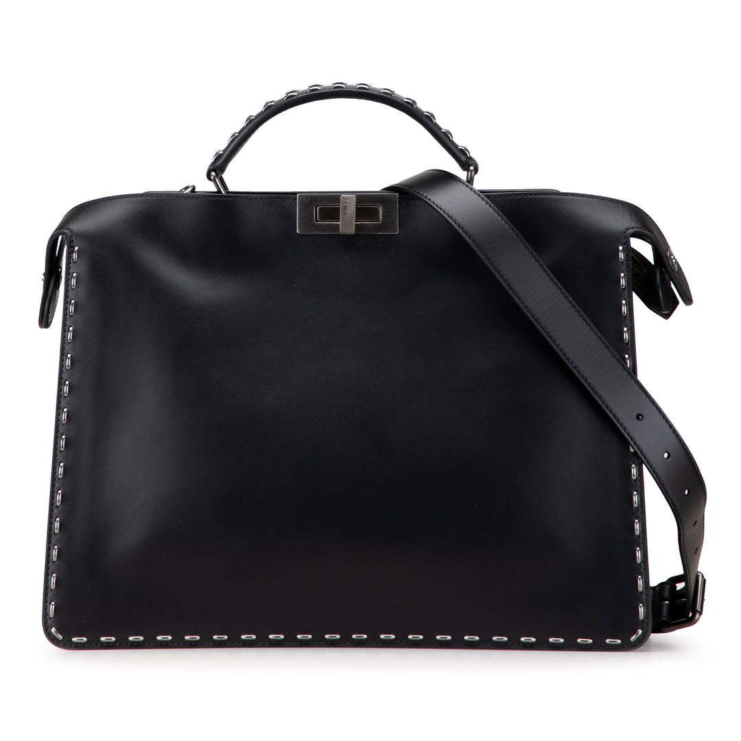 Studded Leather Peekaboo ISeeU Briefcase Black - Gaby Paris