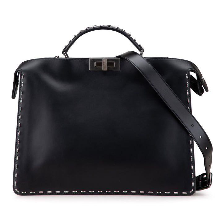 Studded Leather Peekaboo ISeeU Briefcase Black - Gaby Paris