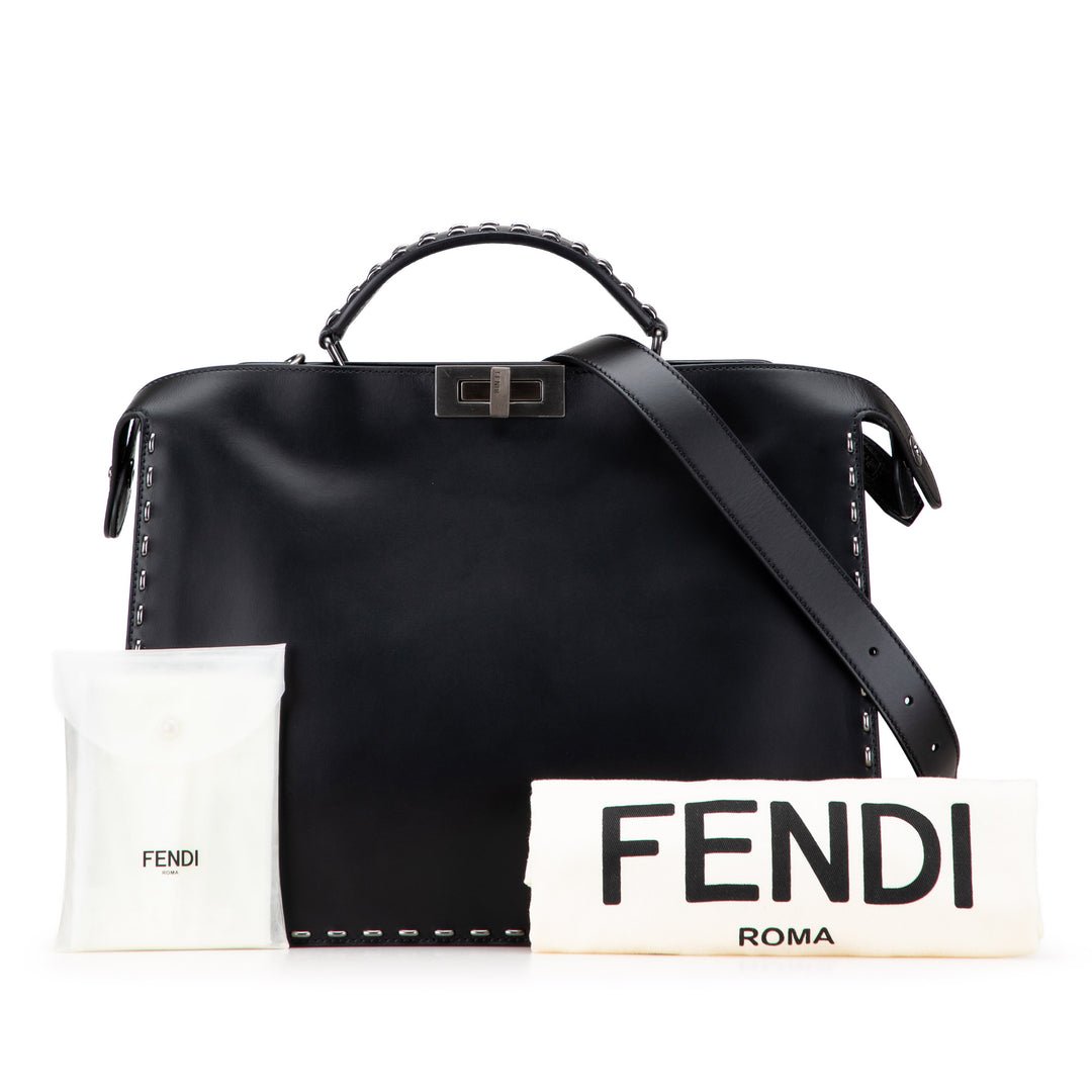 Studded Leather Peekaboo ISeeU Briefcase Black - Gaby Paris