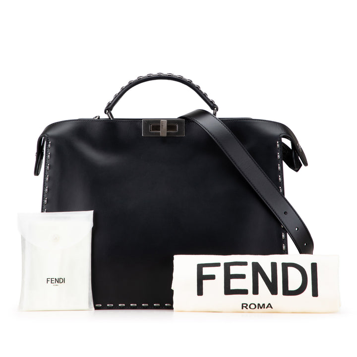 Studded Leather Peekaboo ISeeU Briefcase Black - Gaby Paris