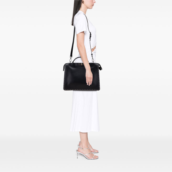 Studded Leather Peekaboo ISeeU Briefcase Black - Gaby Paris