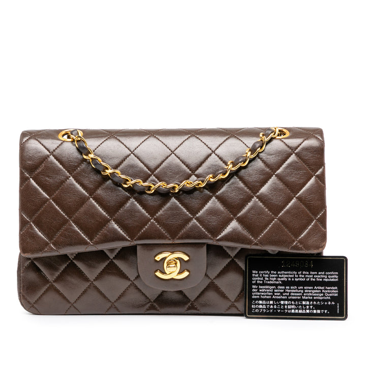 Chanel Medium Classic Cuir d’agneau Double rabat Marron – GABY PARIS Authentique