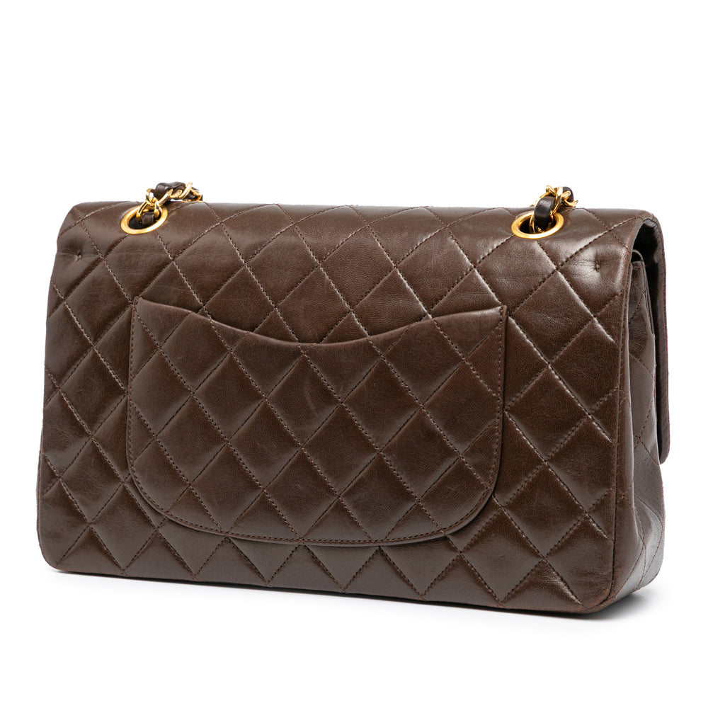 Chanel Medium Classic Cuir d’agneau Double rabat Marron – GABY PARIS Authentique