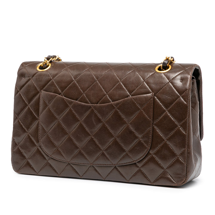 Chanel Medium Classic Cuir d’agneau Double rabat Marron – GABY PARIS Authentique