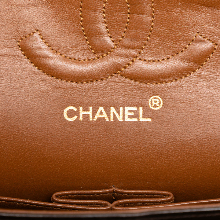 Chanel Medium Classic Cuir d’agneau Double rabat Marron – GABY PARIS Authentique
