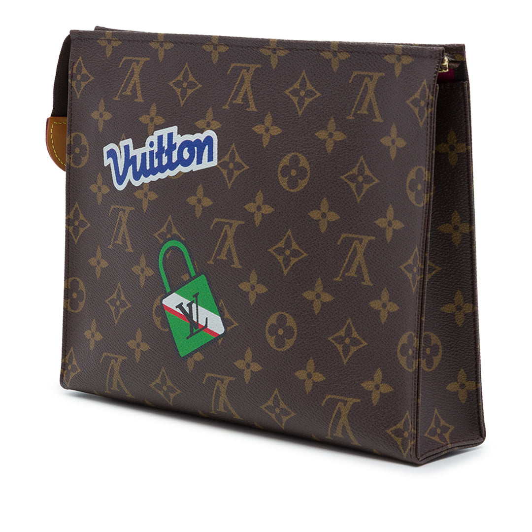 Louis Vuitton Édition limitée Patches et Travel Stickers Toiletry 26 Pochette Monogram Marron – vue 2 – GABY PARIS