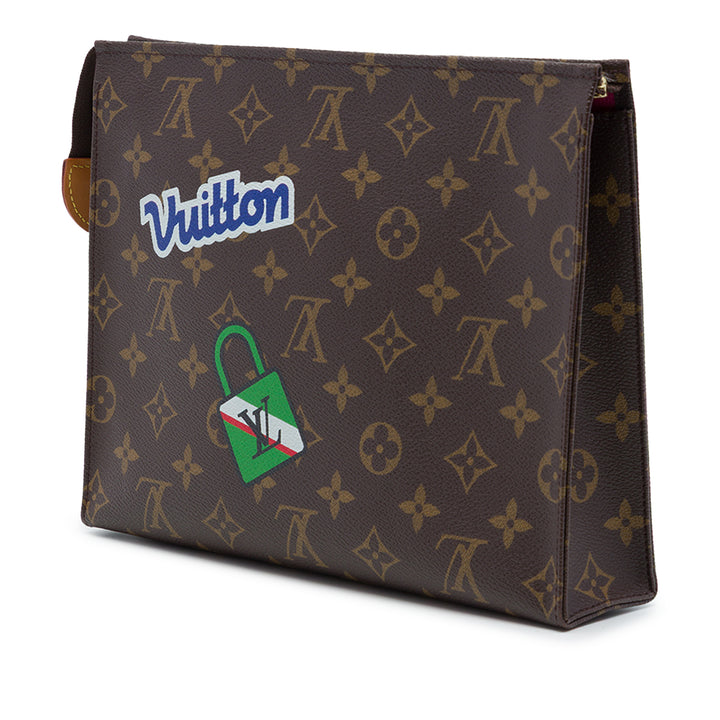 Louis Vuitton Édition limitée Patches et Travel Stickers Toiletry 26 Pochette Monogram Marron – vue 2 – GABY PARIS