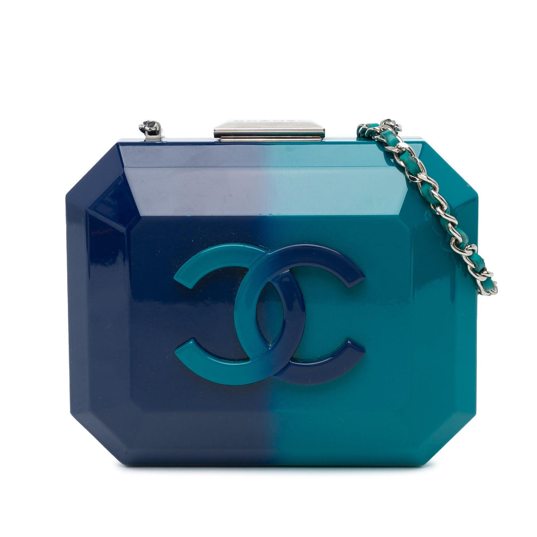 CC Ombre Plexiglass Clutch on Chain Blue - Gaby Paris