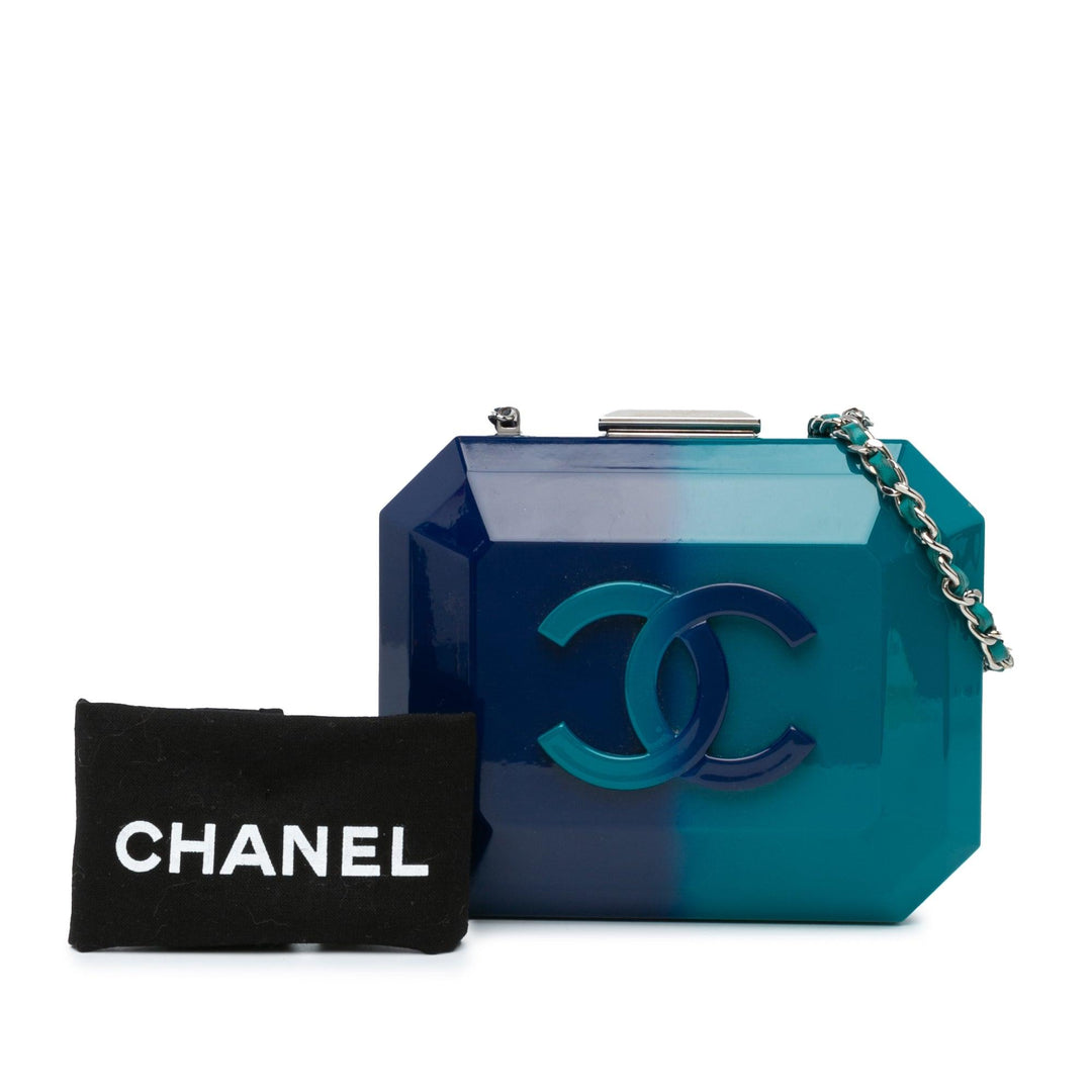 CC Ombre Plexiglass Clutch on Chain Blue - Gaby Paris