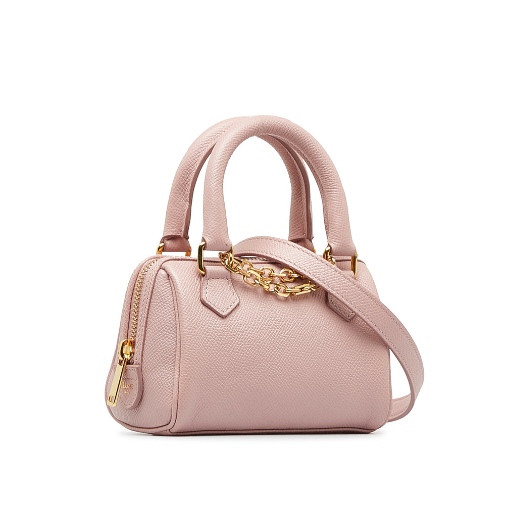 Celine Mini Grained Leather Chain Boston Pink - GABY PARIS