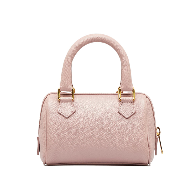 Mini Grained Leather Chain Boston Pink - Gaby Paris