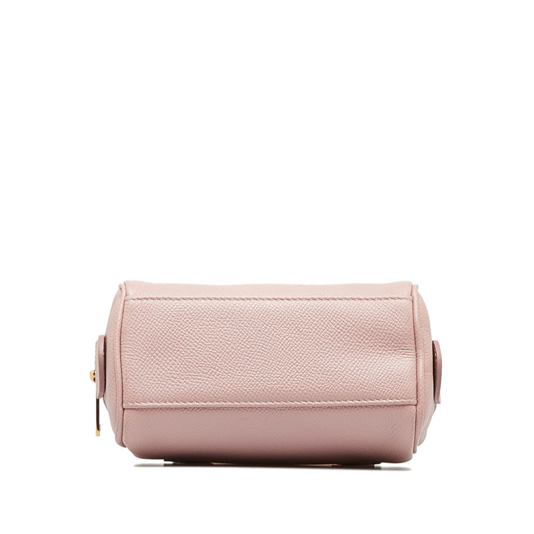 Mini Grained Leather Chain Boston Pink - Gaby Paris
