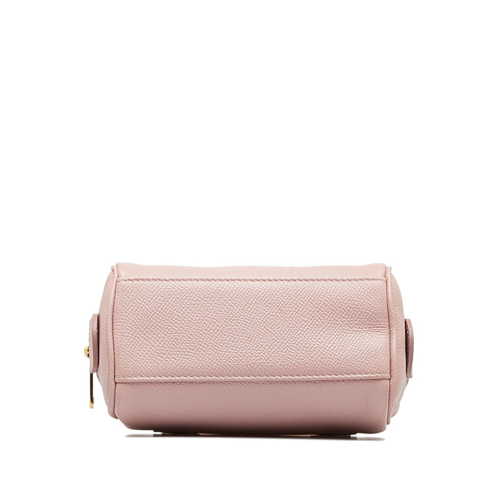 Mini Grained Leather Chain Boston Pink - Gaby Paris