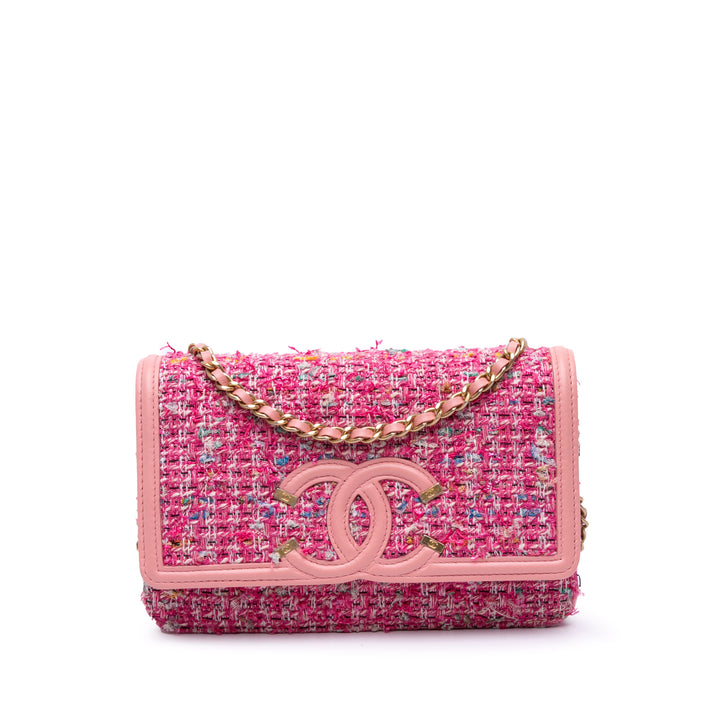 Small Tweed CC Filigree Flap Pink - Gaby Paris
