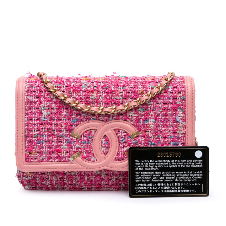 Small Tweed CC Filigree Flap Pink - Gaby Paris