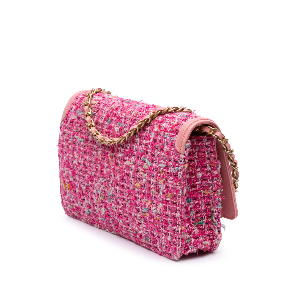 Small Tweed CC Filigree Flap Pink - Gaby Paris