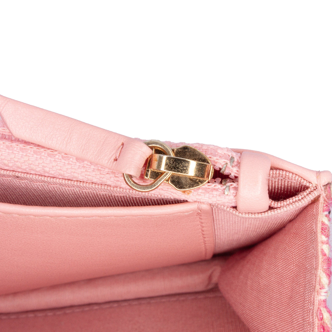 Small Tweed CC Filigree Flap Pink - Gaby Paris