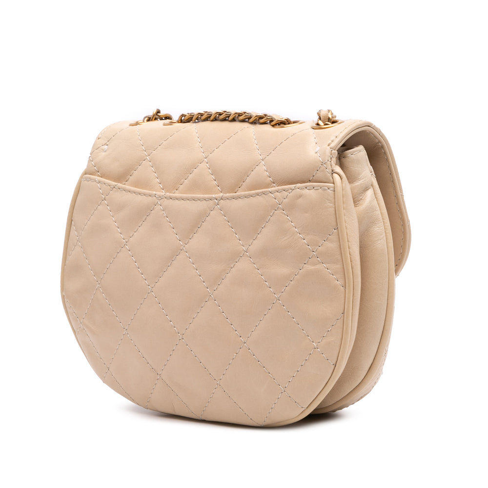 Small Aged Calfskin Bubble CC Flap Brown - Gaby Paris