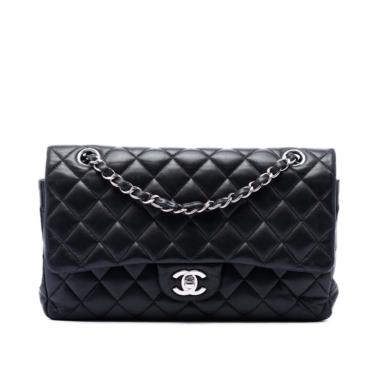 Classic Double rabat Moyen Cuir d'agneau Noir