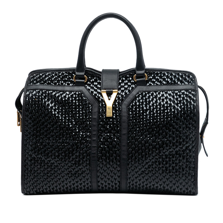 Saint Laurent Large Cuir et Braided Vinyl Cabas Chyc Sac