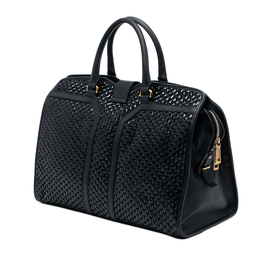 Saint Laurent Large Cuir et Braided Vinyl Cabas Chyc Sac