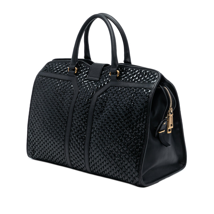 Saint Laurent Large Cuir et Braided Vinyl Cabas Chyc Sac