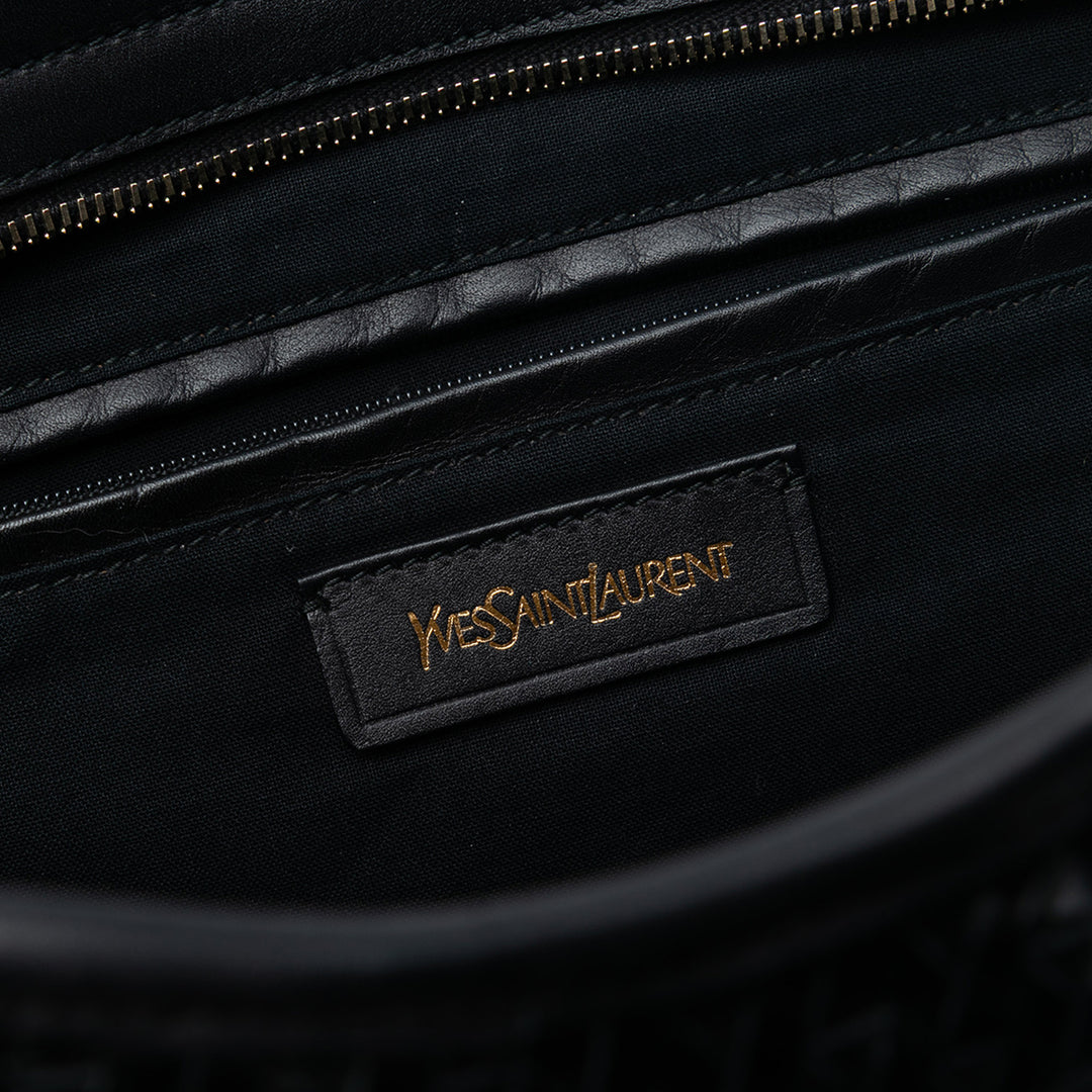 Saint Laurent Large Cuir et Braided Vinyl Cabas Chyc Sac