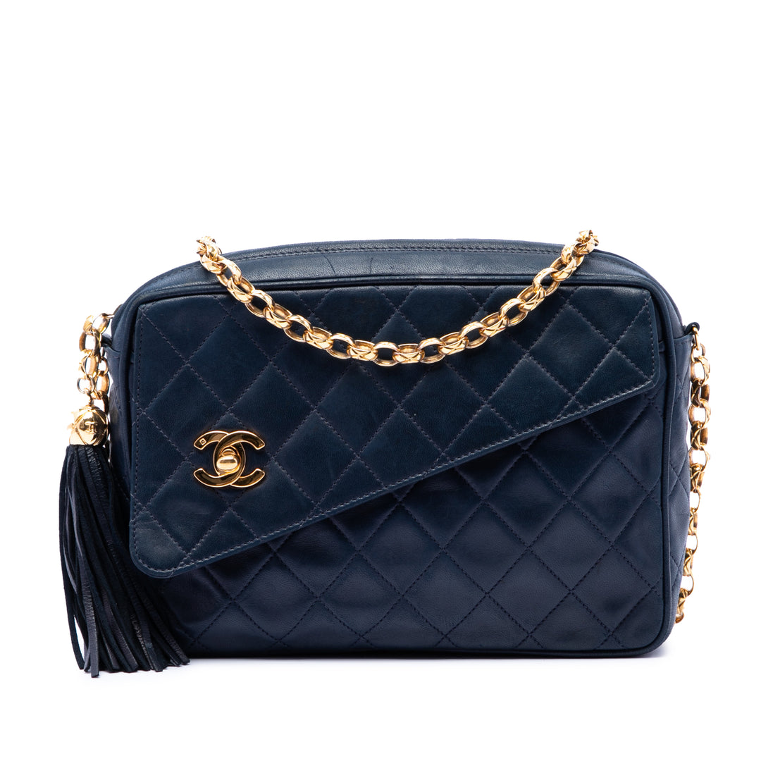 Chanel CC Matelassé Cuir d’agneau Pompon Sac caméra