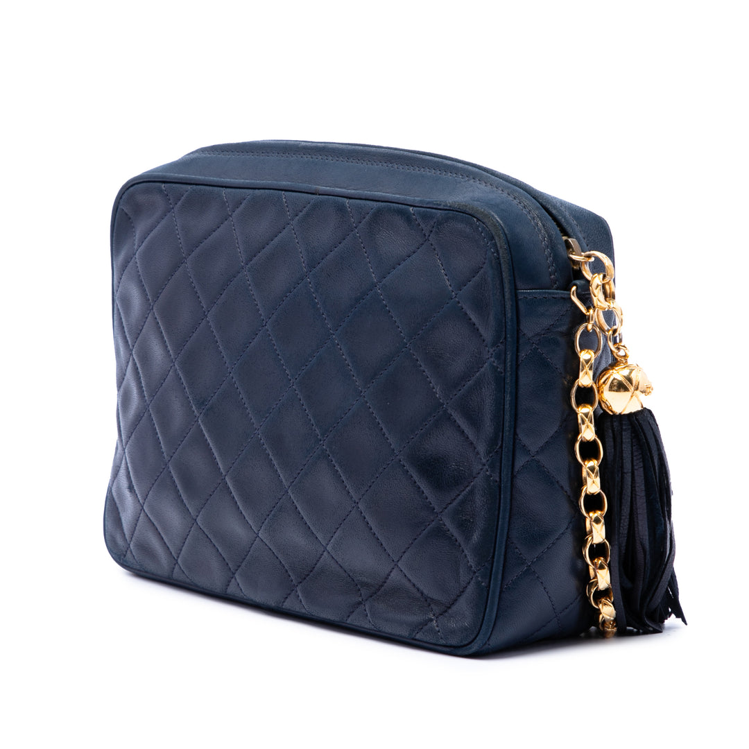Chanel CC Matelassé Cuir d’agneau Pompon Sac caméra