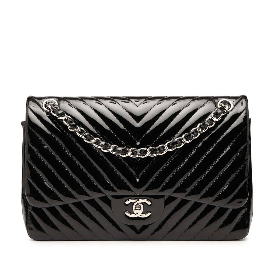 Chanel Classic Chevron Double rabat Jumbo Cuir