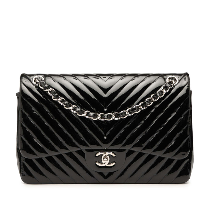 Chanel Classic Chevron Double rabat Jumbo Cuir